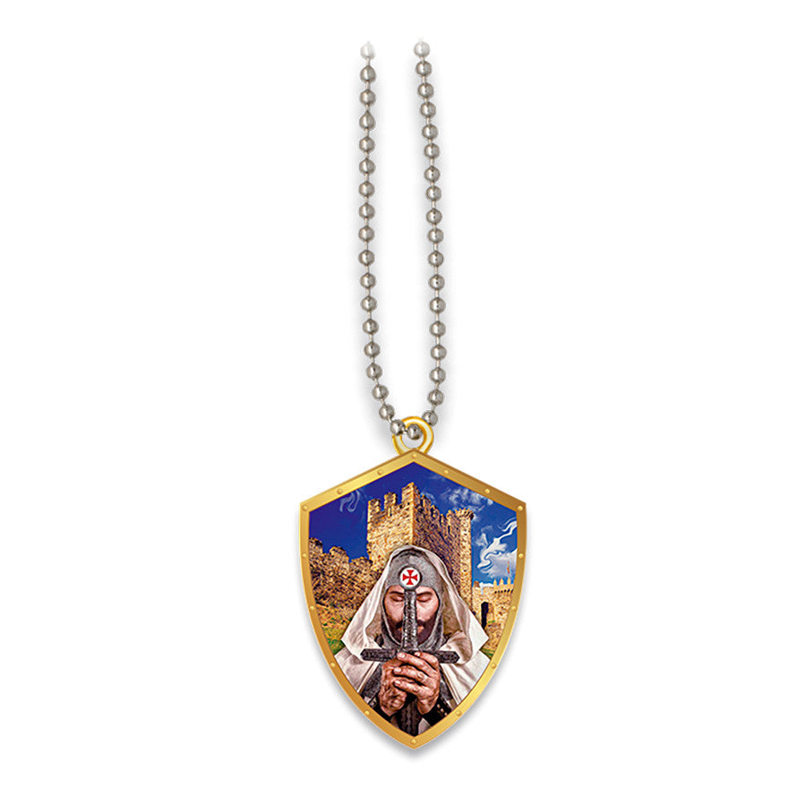 Colgante escudo caballero templario con su espada