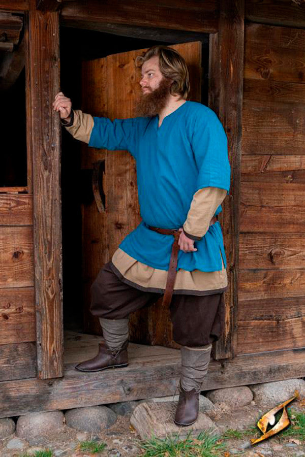 Camisa medieval algodón Jolner Misty azul