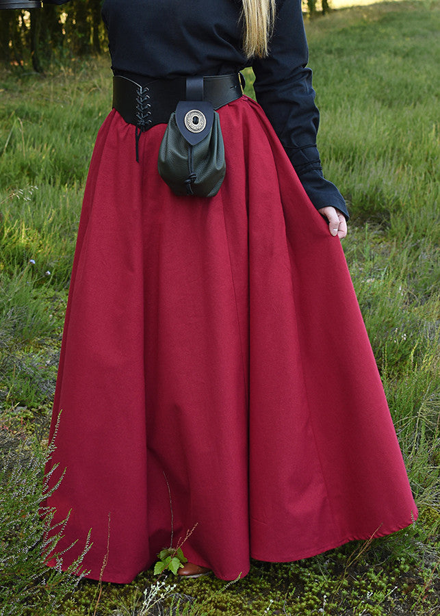 Falda medieval larga de vuelo ancho roja