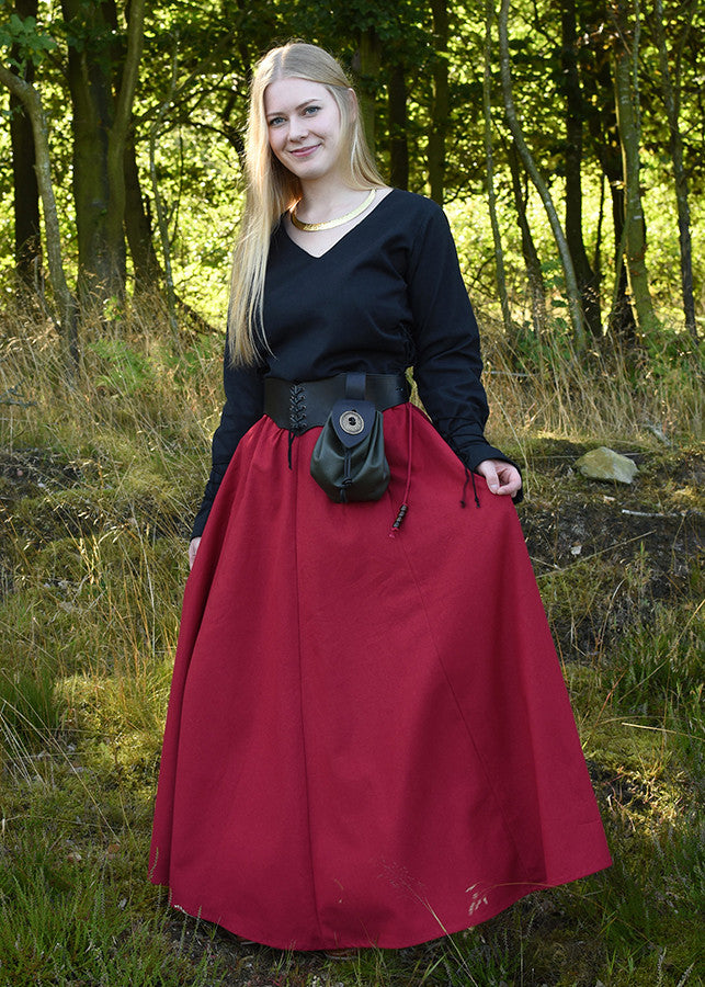 Falda medieval larga de vuelo ancho roja