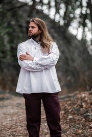 Camisa medieval Adrián con cordones, blanca o negra