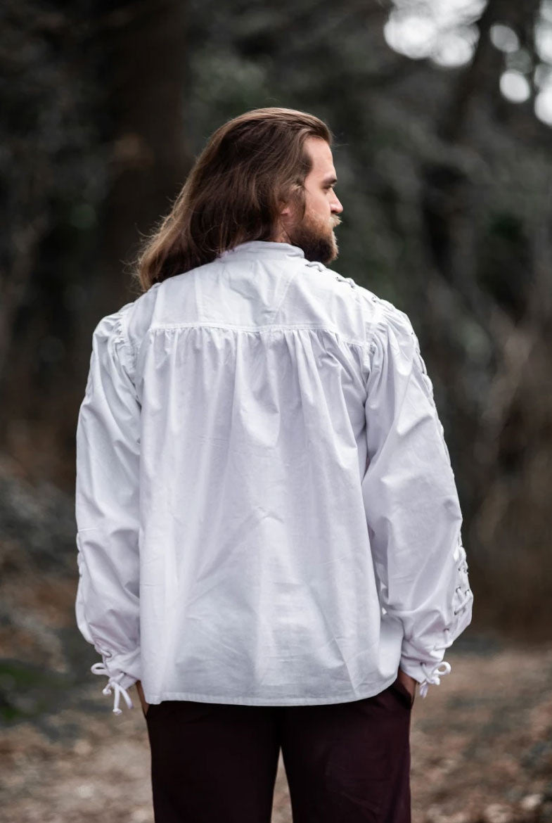 Camisa medieval Adrián con cordones, blanca o negra