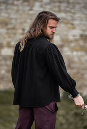 Camisa medieval negra con lazos