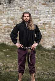 Camisa medieval negra con lazos