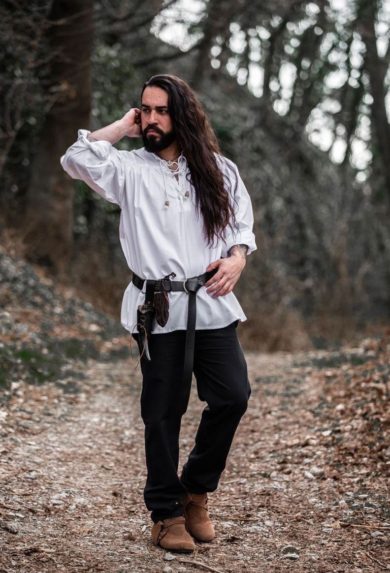 Camisa medieval Friedrich blanca con lazos