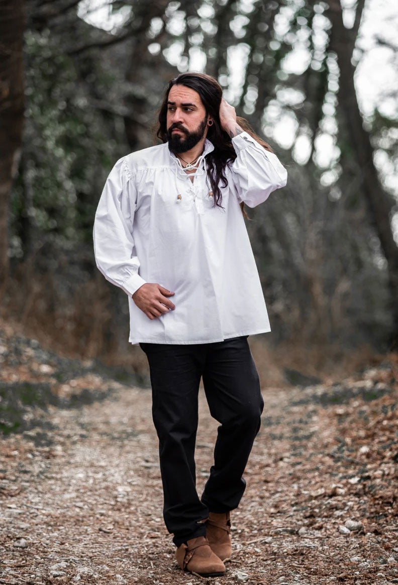 Camisa medieval Friedrich blanca con lazos