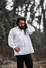 Camisa medieval Friedrich blanca con lazos