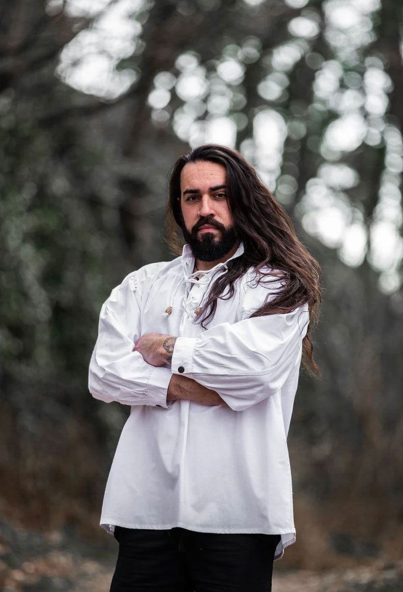 Camisa medieval Friedrich blanca con lazos