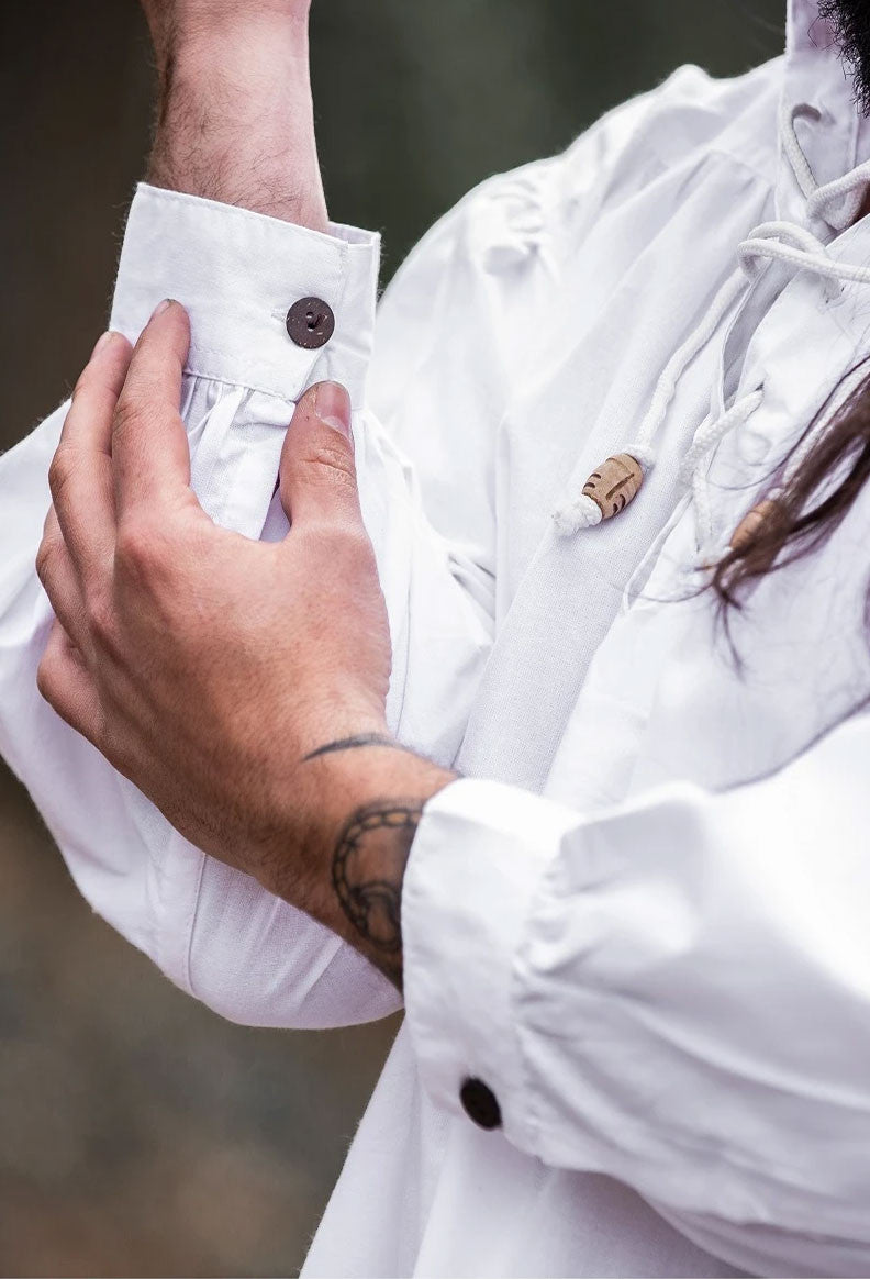 Camisa medieval Friedrich blanca con lazos