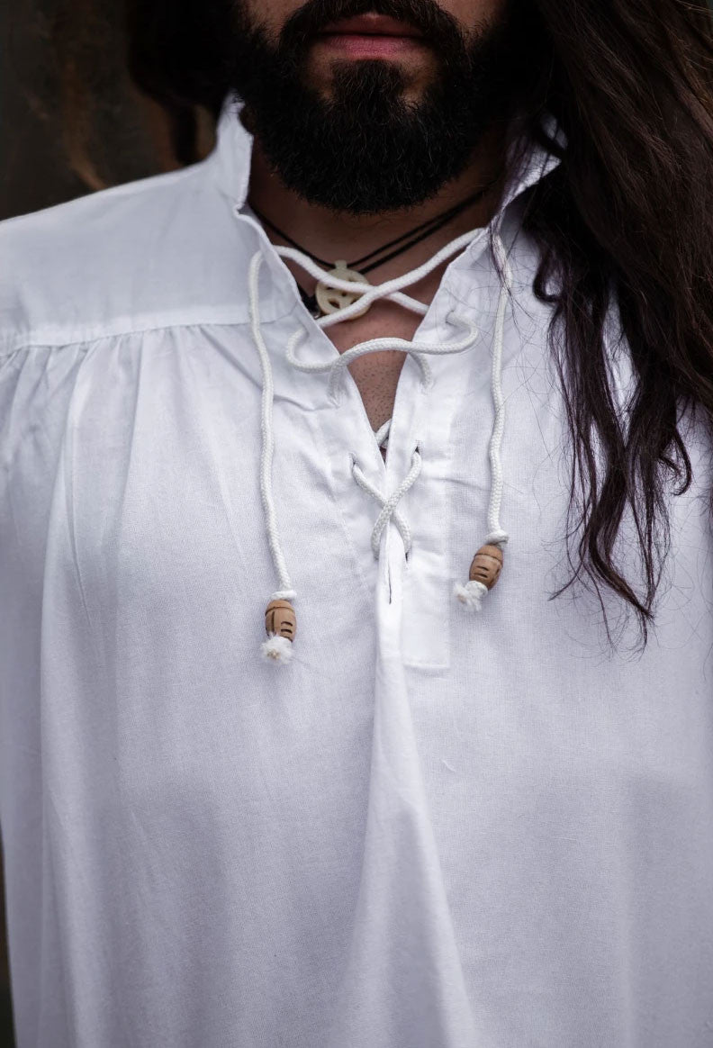 Camisa medieval Friedrich blanca con lazos