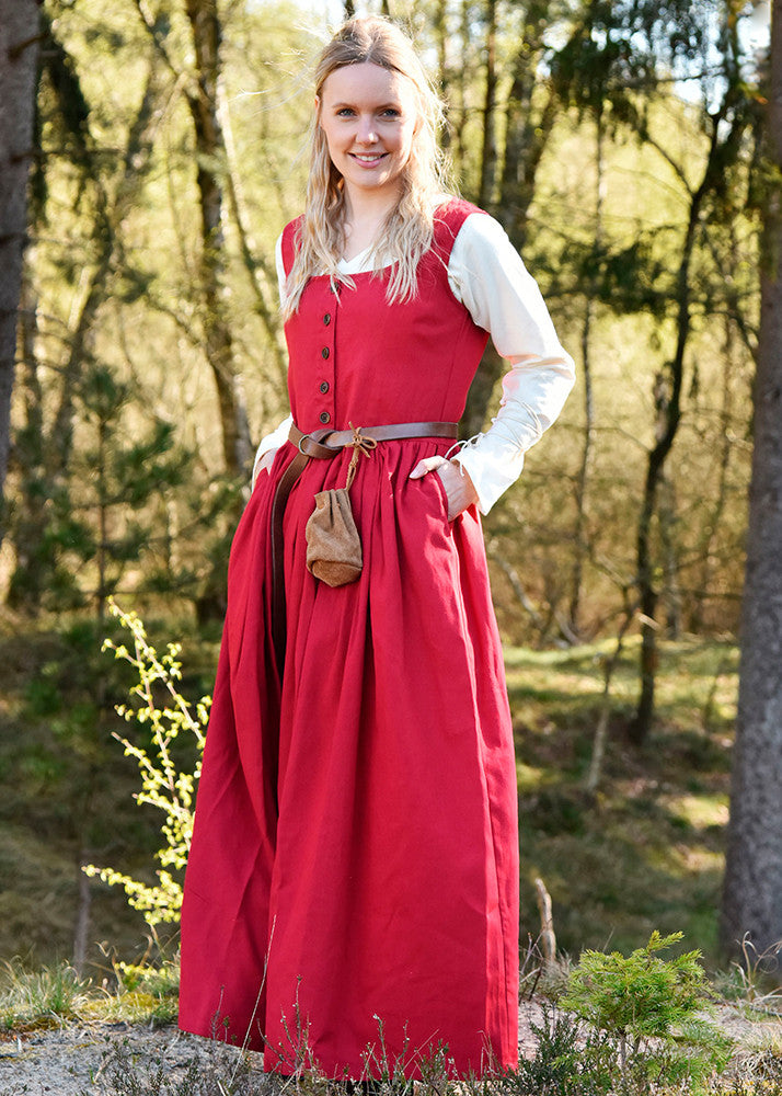 Vestido medieval sin mangas Lene en rojo