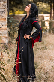 Vestido medieval mujer Negro-Rojo
