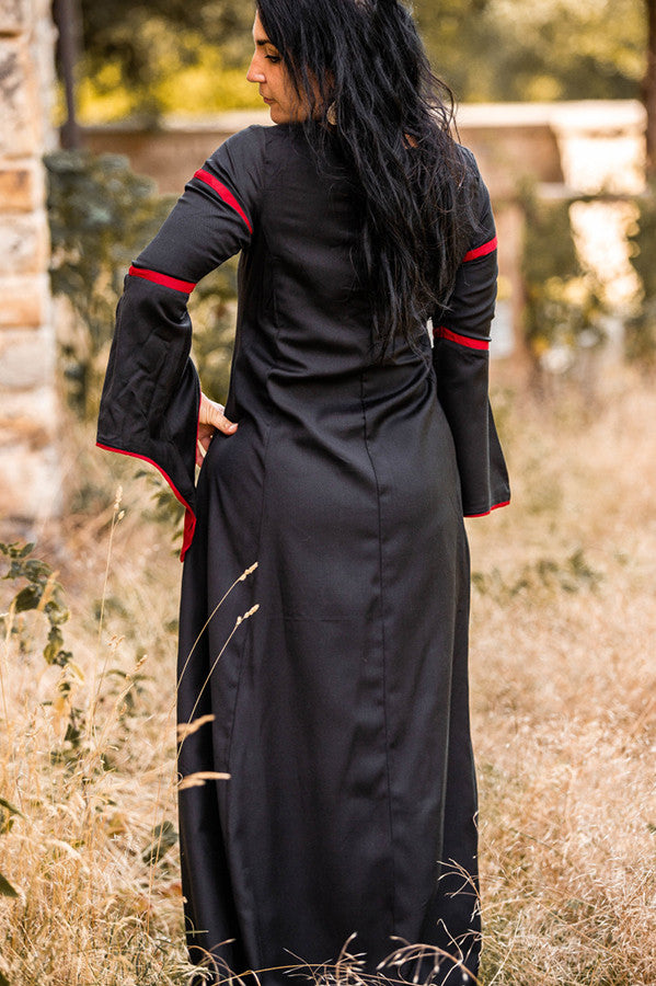 Vestido medieval mujer Negro-Rojo