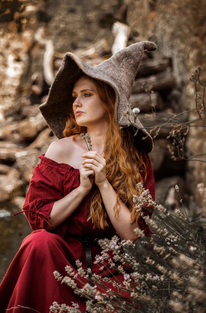 Sombrero de bruja modelo Glinda, color marrón natural