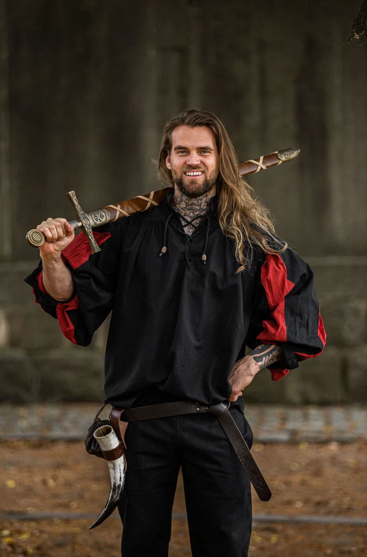 Camisa medieval Lansquenete modelo Albert, negro-rojo