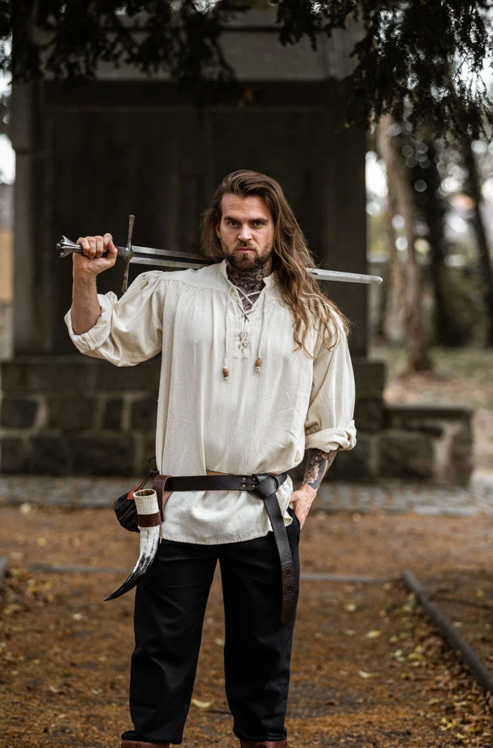 Camisa medieval crema con lazos