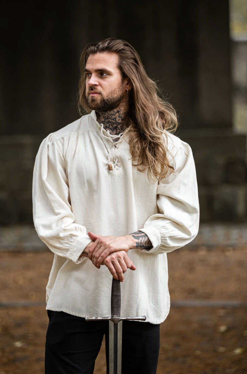 Camisa medieval crema con lazos