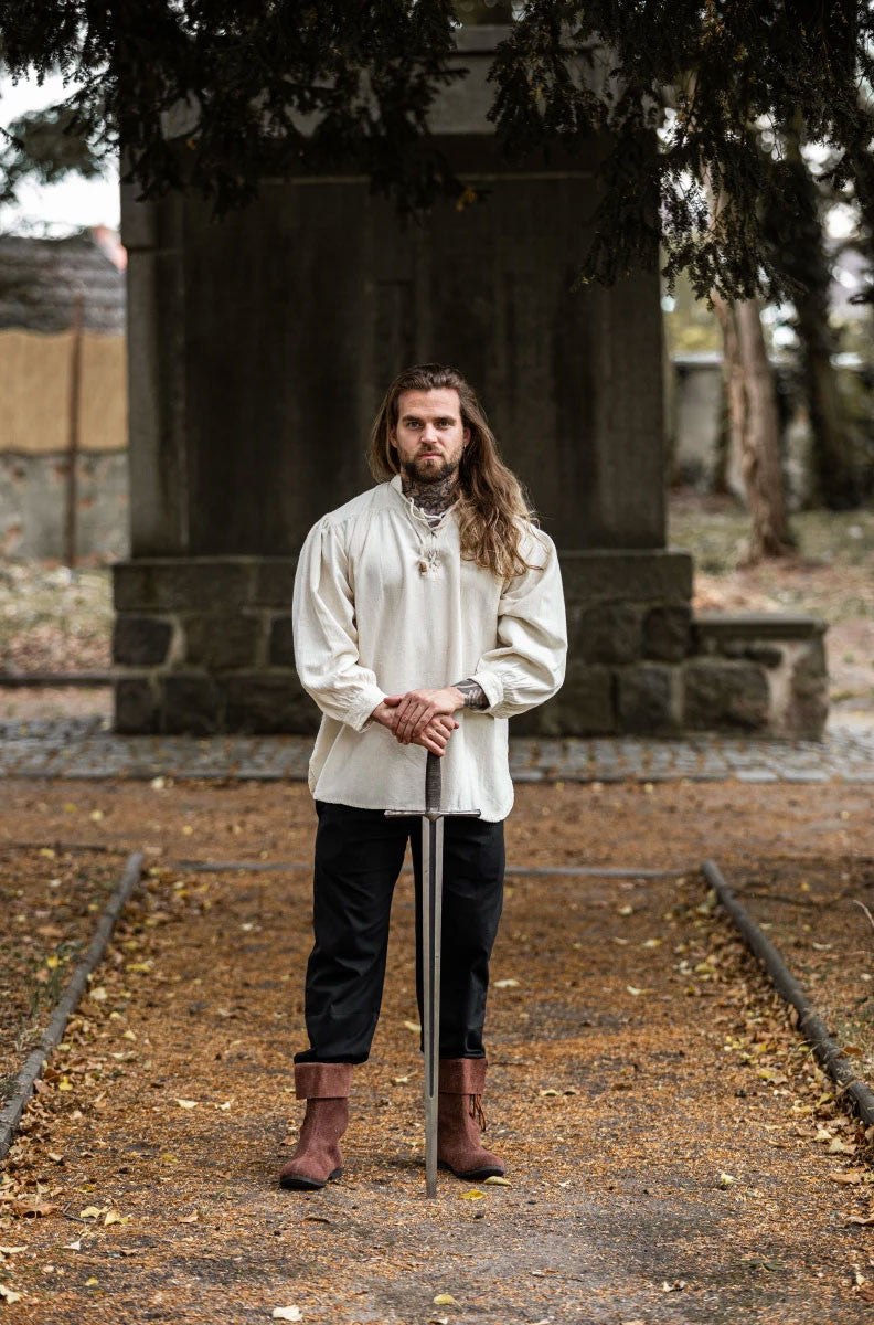Camisa medieval crema con lazos