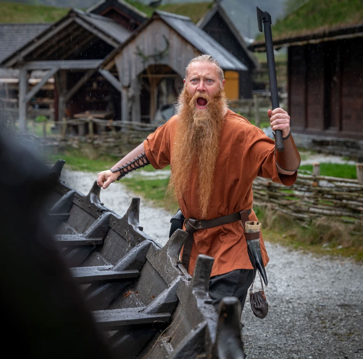 Túnica vikinga manga corta Olaf, roja