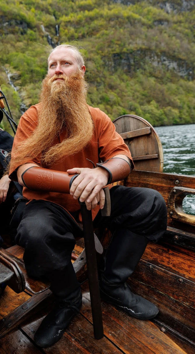 Túnica vikinga manga corta Olaf, roja