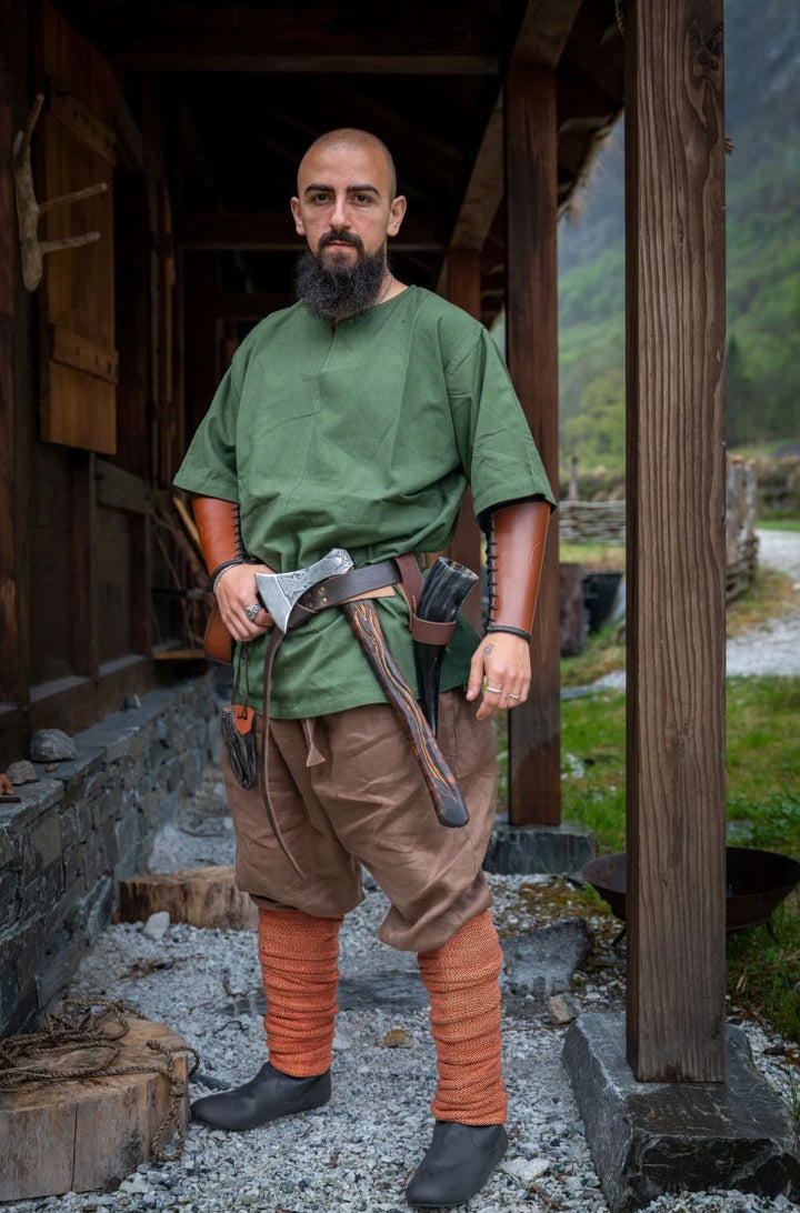 Túnica vikinga manga corta Olaf, verde