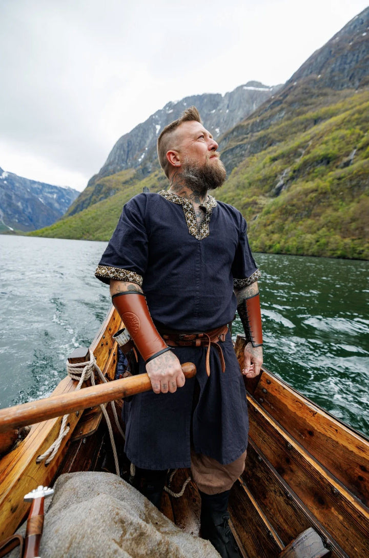 Túnica vikinga manga corta Richard, negro