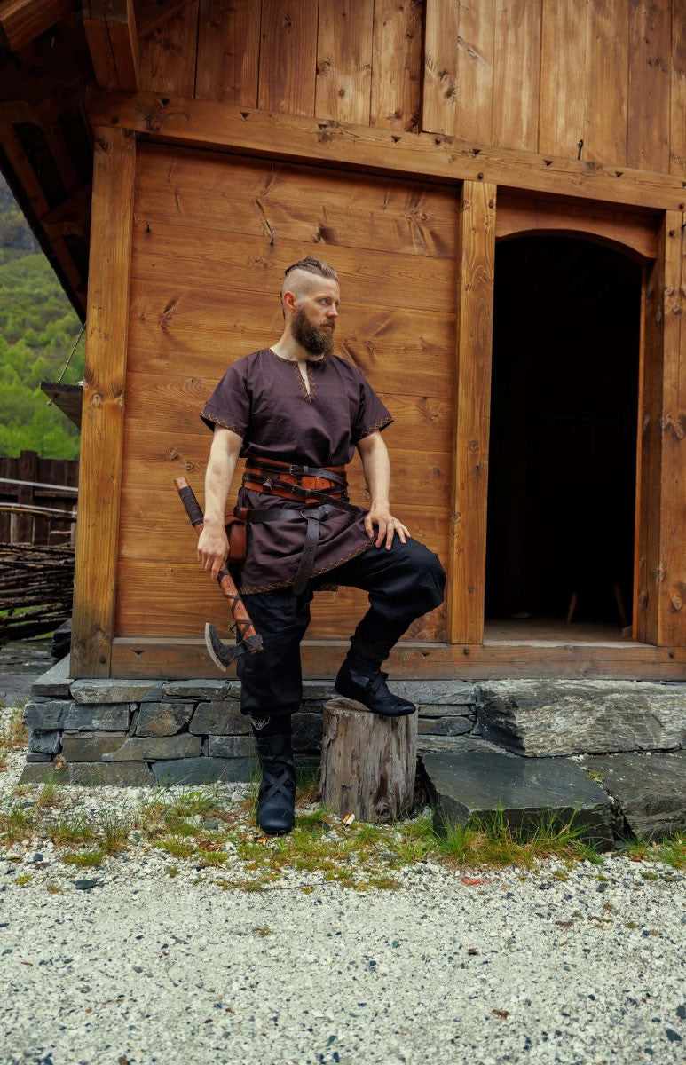Pantalones vikingos lino Wodan, negro
