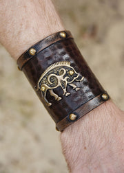 Pulsera celta Jabalí salvaje, cuero marrón