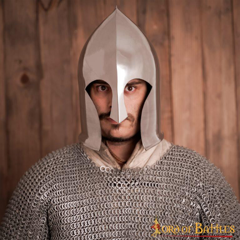 Barbuta Guerrero Medieval con forro de cuero