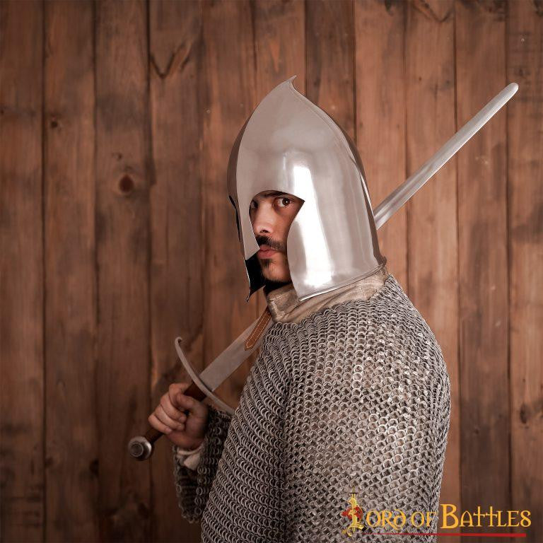 Barbuta Guerrero Medieval con forro de cuero