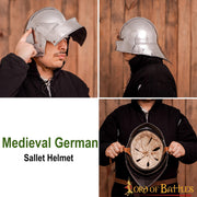Casco medieval Sallet Alemán, con forro acolchado