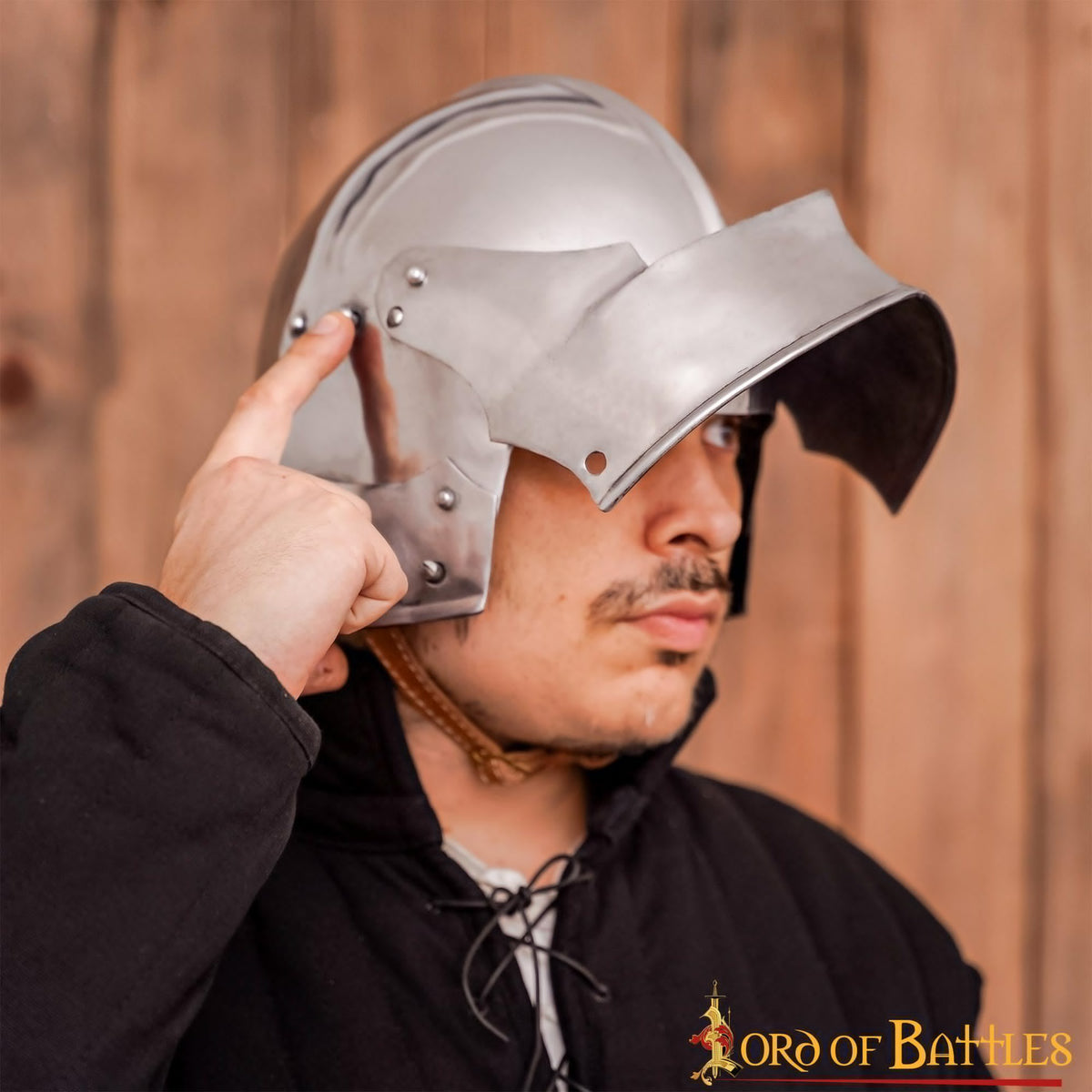 Casco medieval Sallet Alemán, con forro acolchado