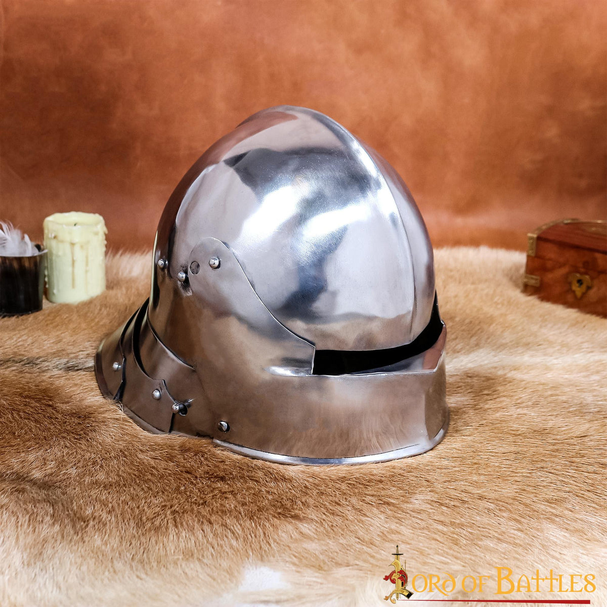 Casco medieval Sallet Alemán, con forro acolchado
