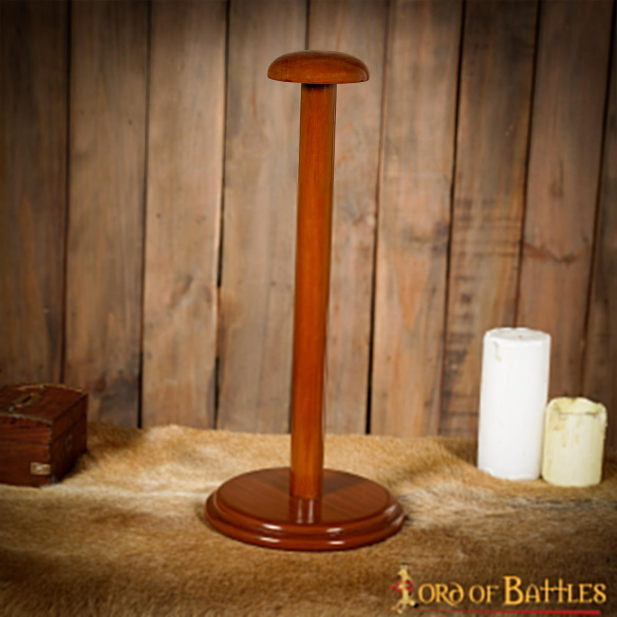 Stand de madera para cascos, altura 45,7 cm.