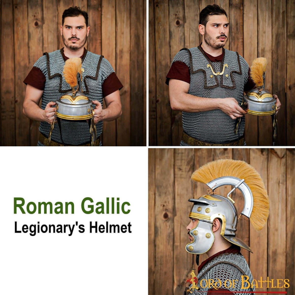 Casco de centurión romano con penacho marrón