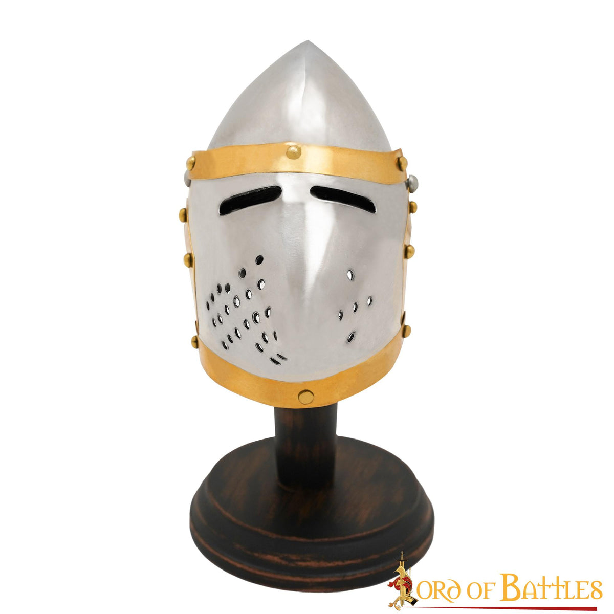 Mini casco bacinete Pig Face, con stand