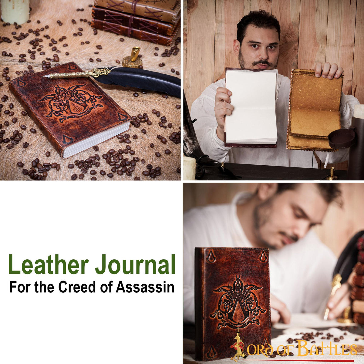 Diario de notas de Assassin Creed en cuero