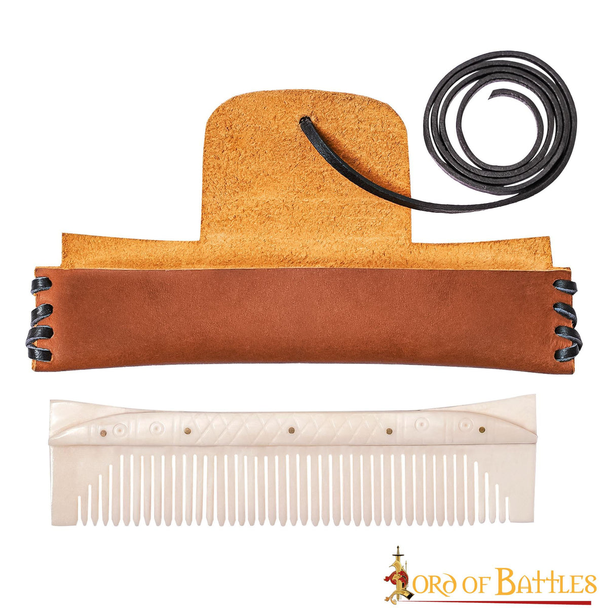 Peine medieval en hueso con funda incluida