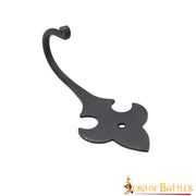 Colgador medieval flor de lis en forja para pared