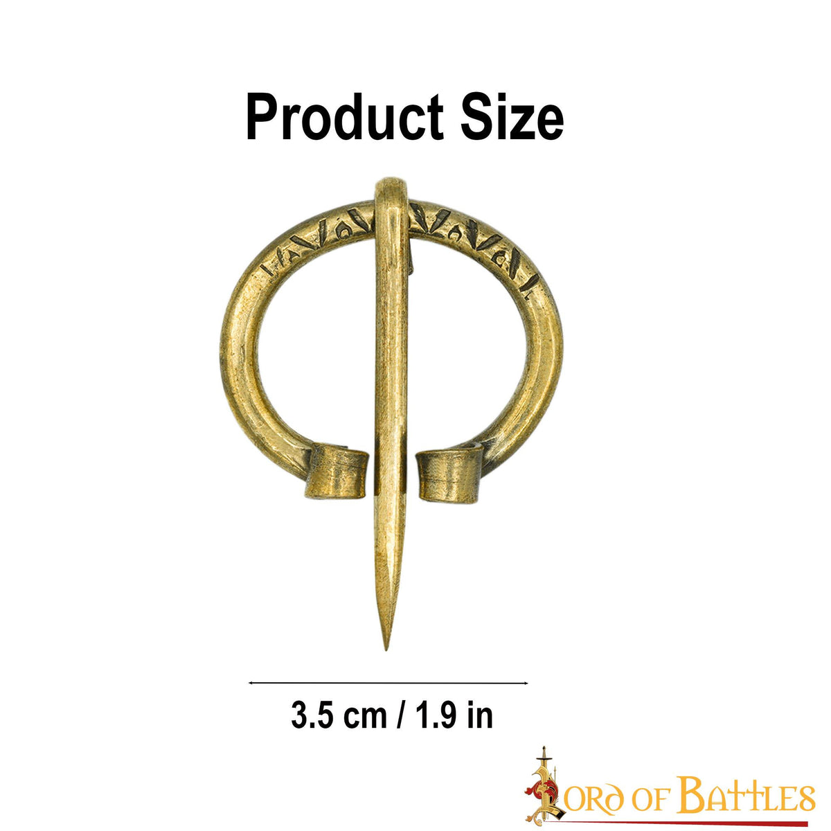 Broche vikingo de latón, 3,5 cm.