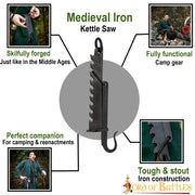 Soporte medieval para calderos, ollas y parrillas