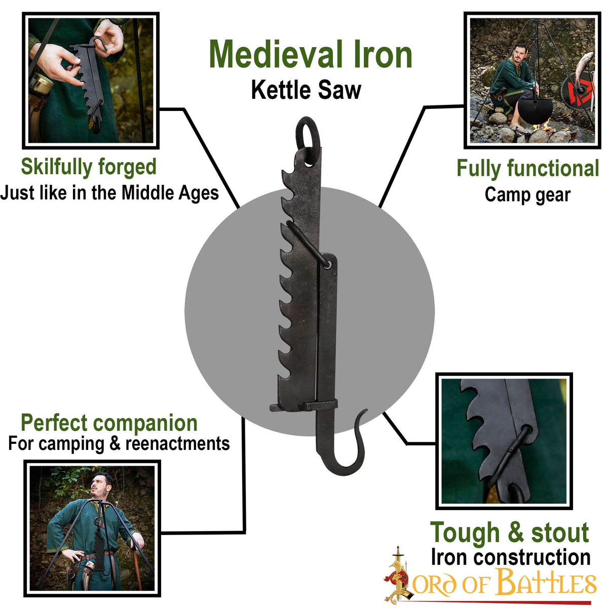 Soporte medieval para calderos, ollas y parrillas