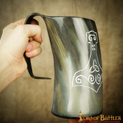 Jarra de cerveza Vikinga hecha a mano Mjolnir