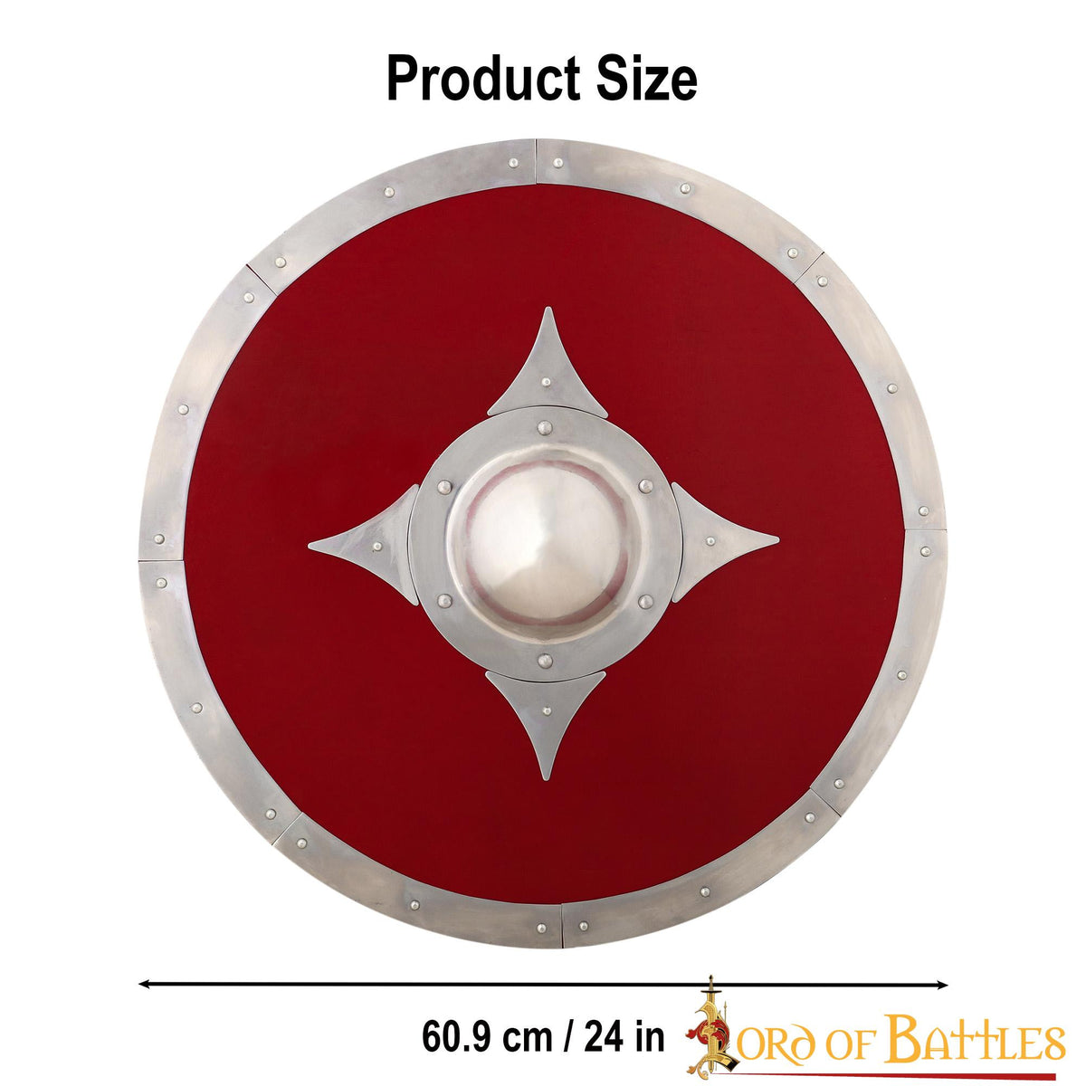 Escudo vikingo de combate de madera roja