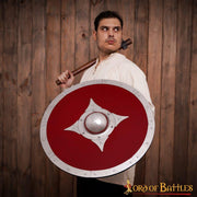 Escudo vikingo de combate de madera roja