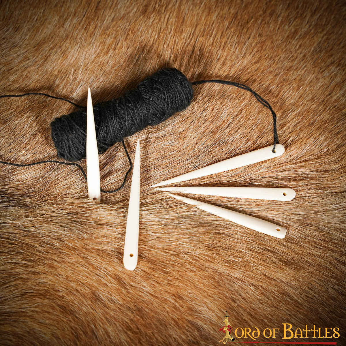 Set 5 agujas vikingas en hueso (7 cm.)