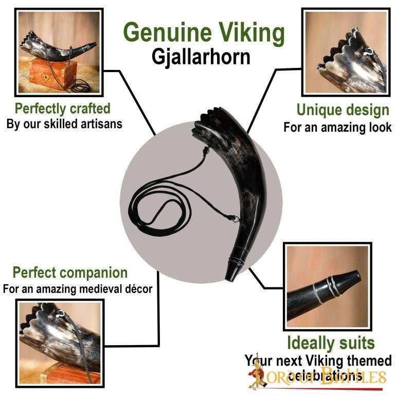 Cuerno vikingo con correa modelo Gjallarhorn