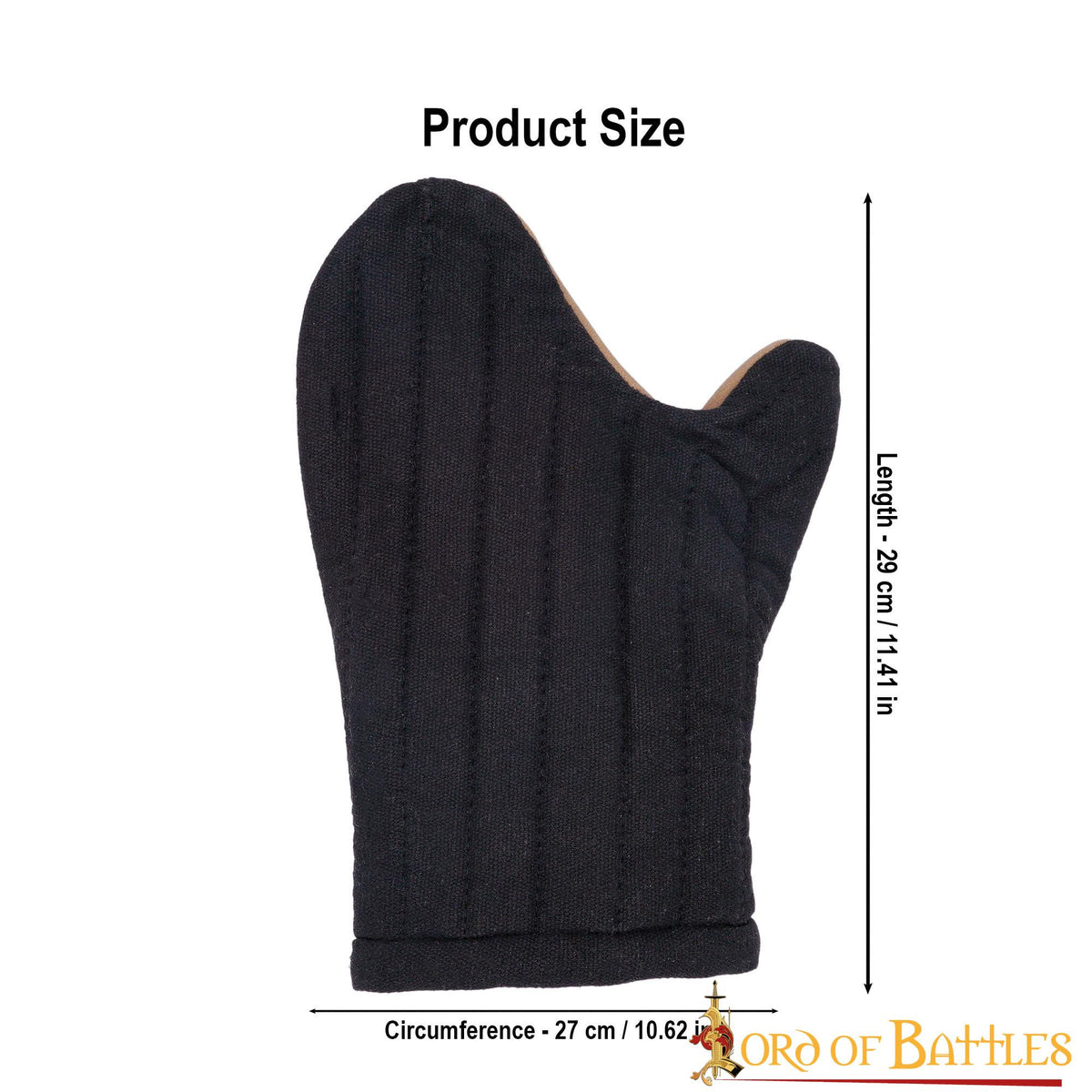 Guantes negros de manopla acolchados en algodón