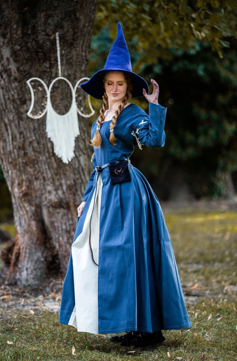 Vestido medieval azul-blanco modelo Larina
