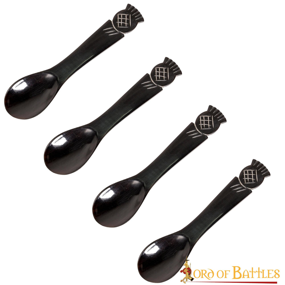 Set 4 cucharas medievales en cuerno de Buey